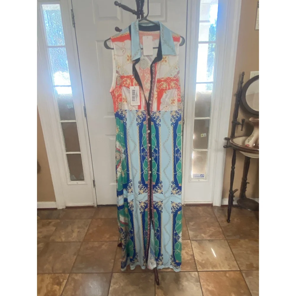 Women's Sucrefas White Arabesque Maxi Dress L - Picture 1 of 6